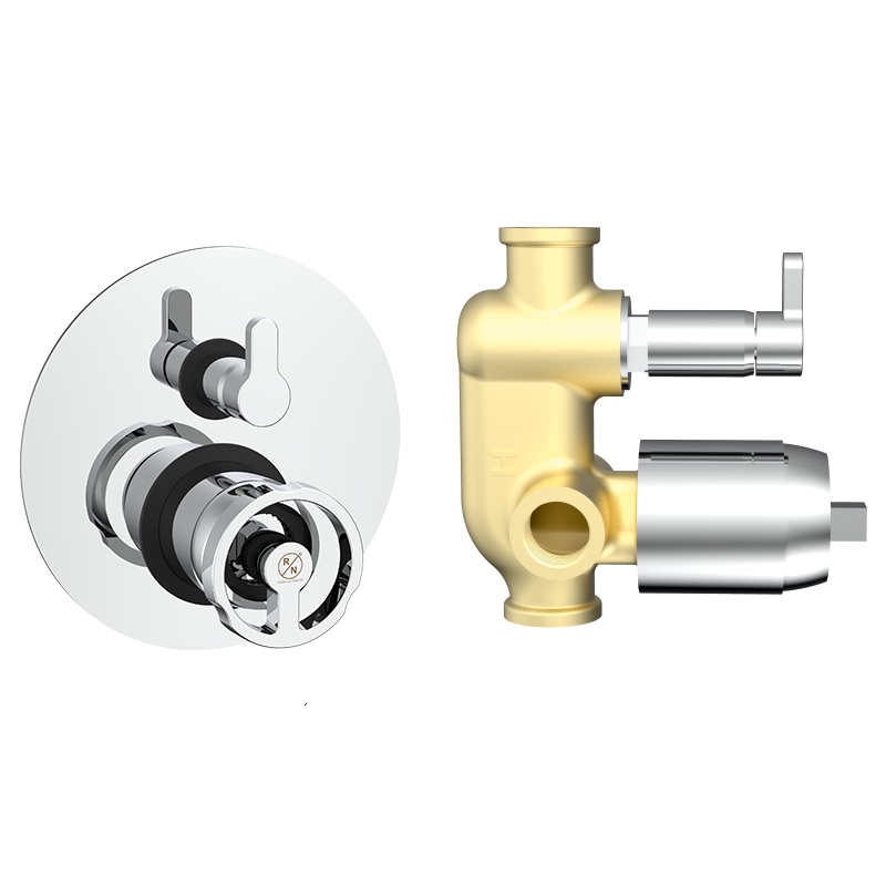 4-Way Single Lever Expose Part Kit with 4-Way Concealed Hi-Flow Diverter Body 40 mm (2 Inlet, 2 Outlet) – Combined Set
